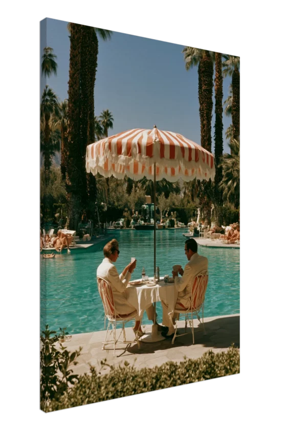 Gin Rummy — Palm Springs Pool — Canvas Print