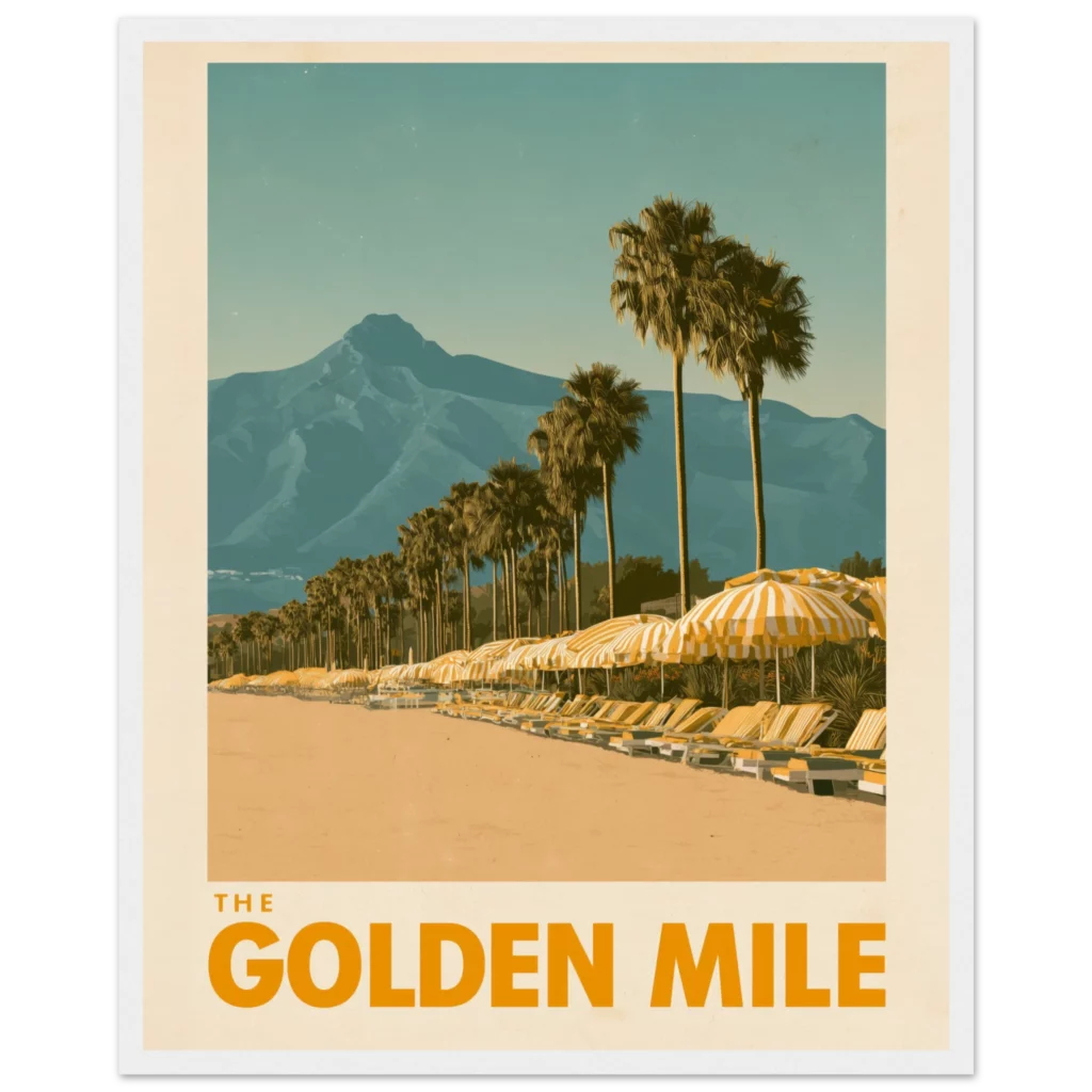 The Golden Mile framed print - vintage travel poster Mediterranean wall art