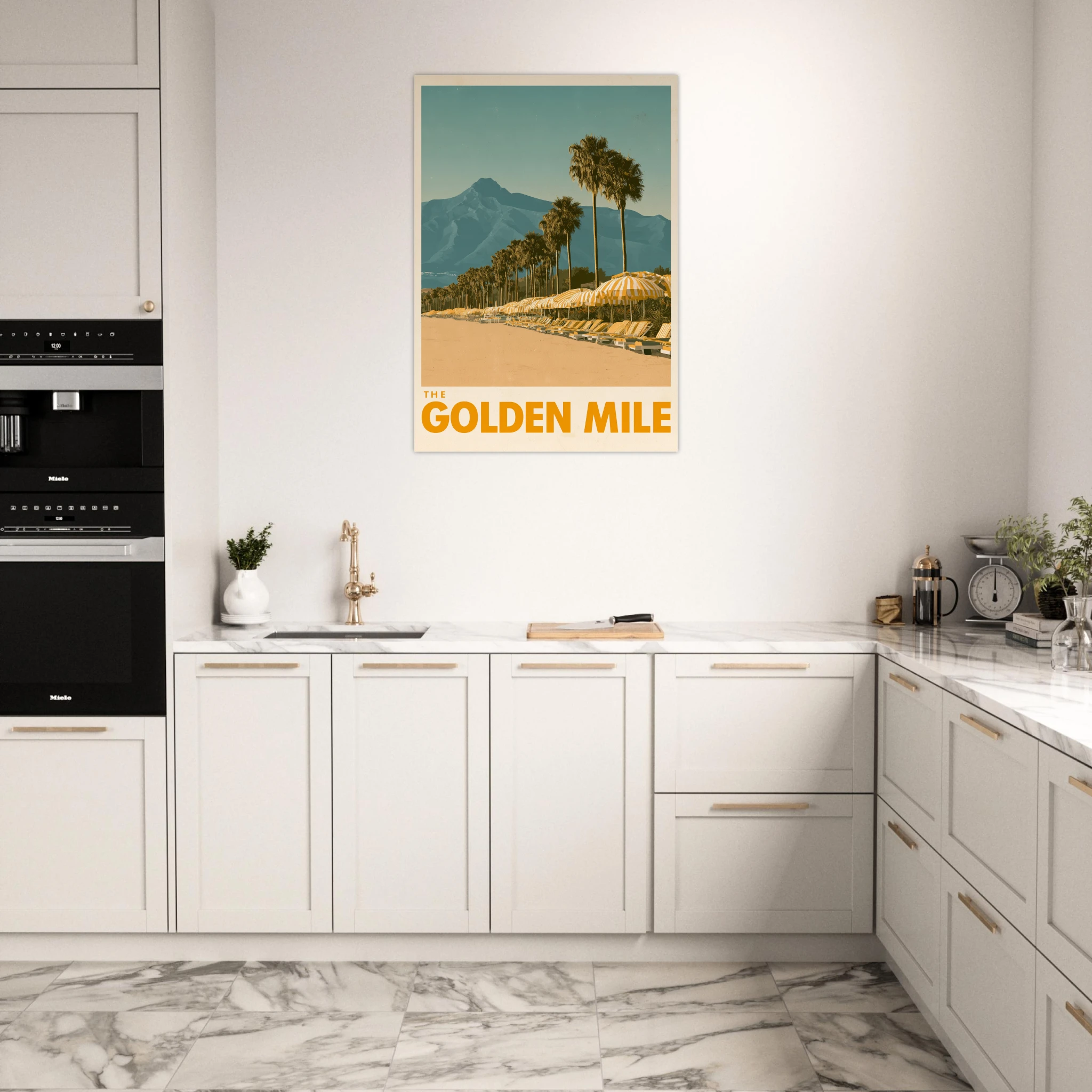 The Golden Mile matte art print - vintage travel poster Mediterranean wall art