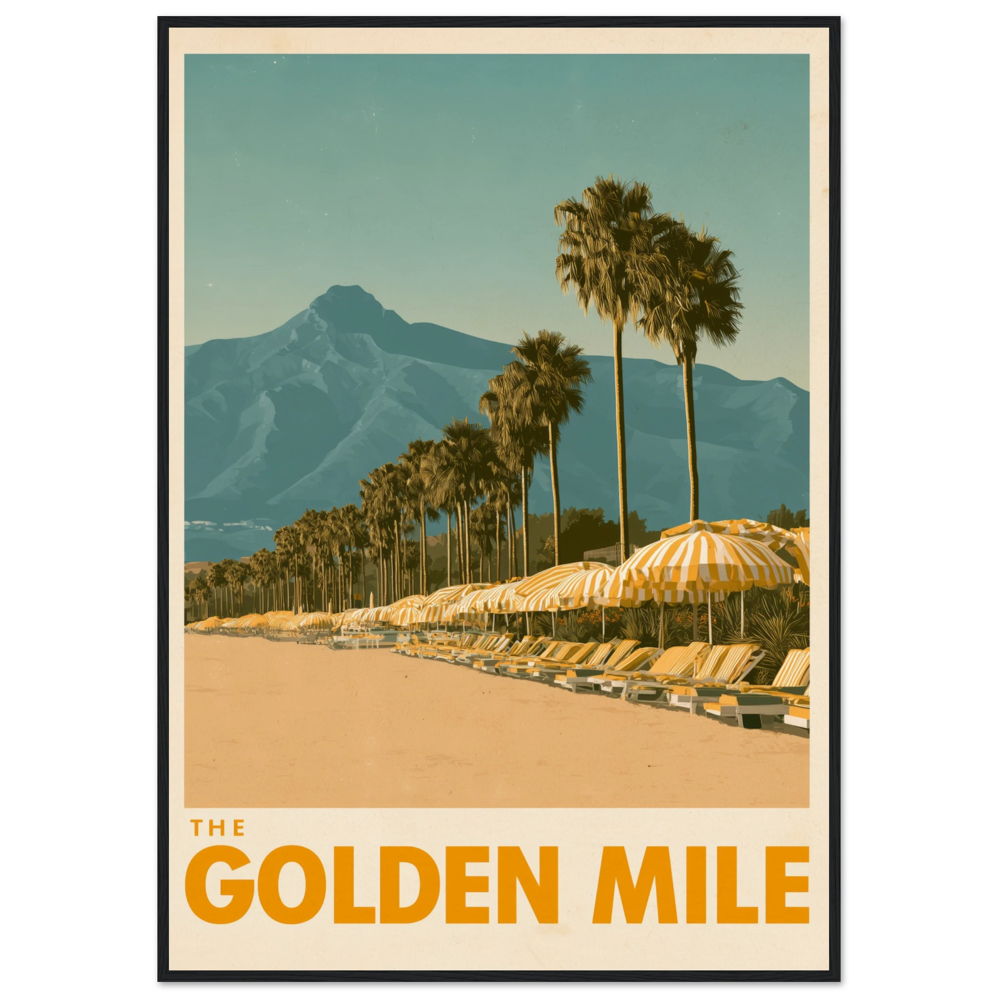 The Golden Mile framed print - vintage travel poster Mediterranean wall art
