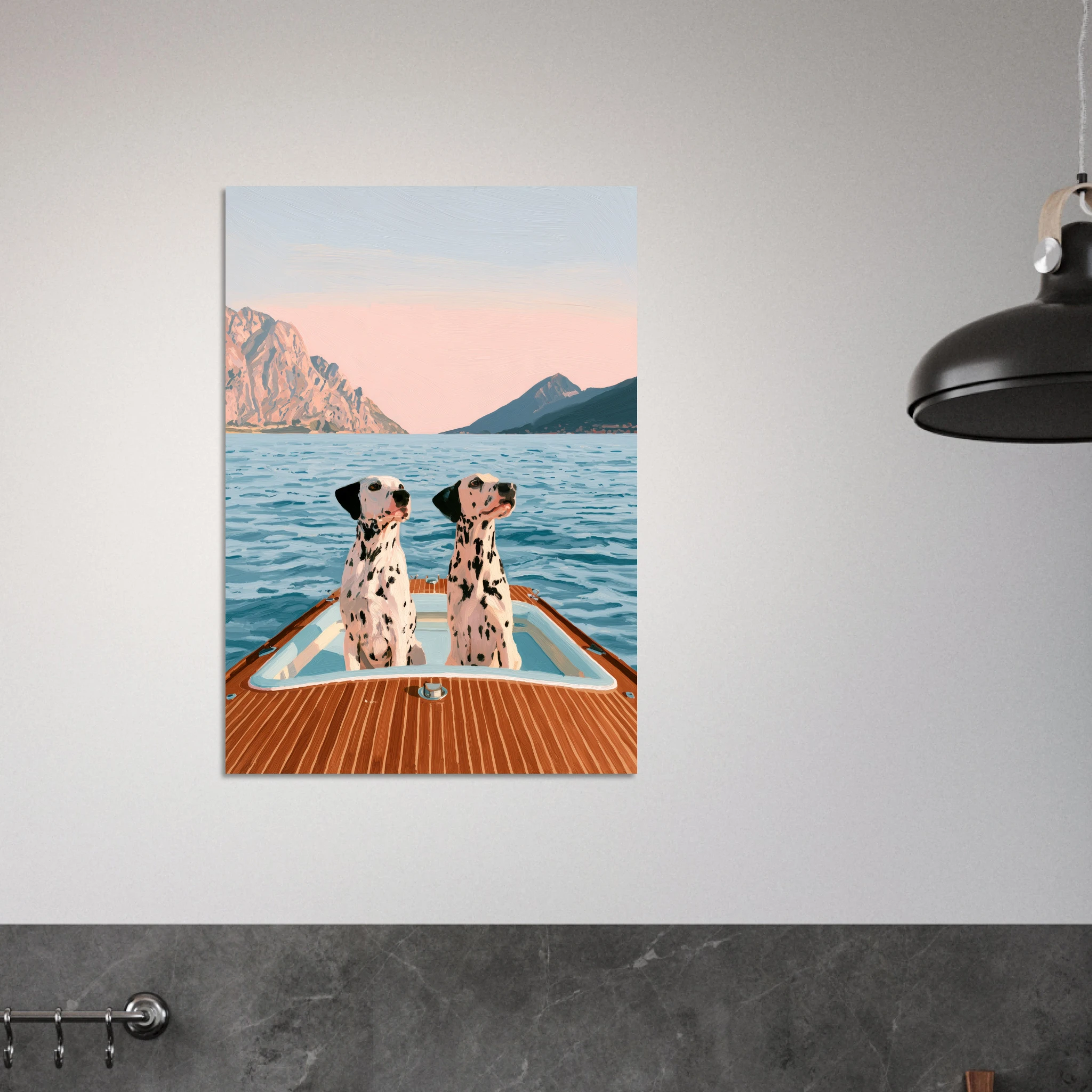 Dalmatians on Lake Como matte art print