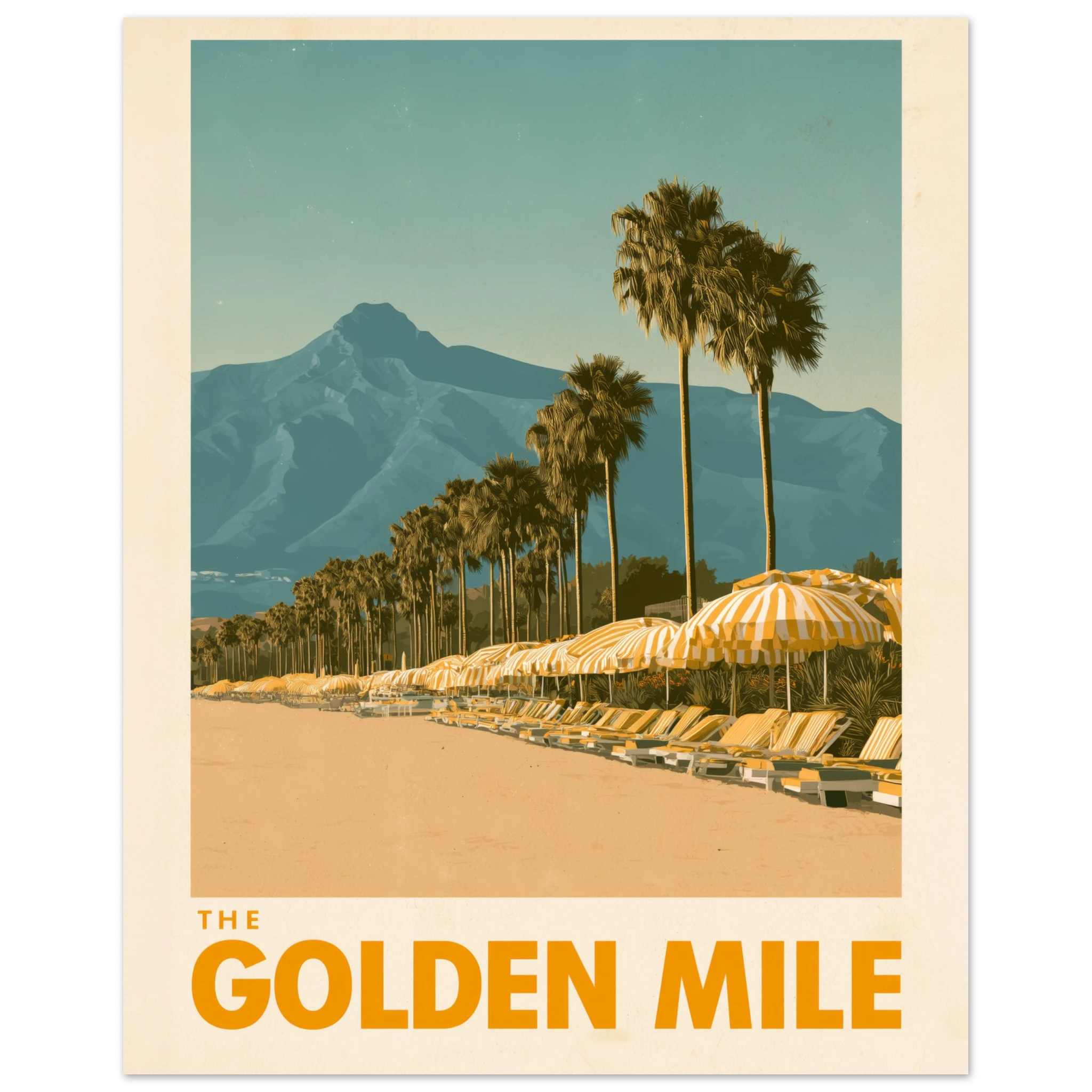 The Golden Mile matte art print - vintage travel poster Mediterranean wall art
