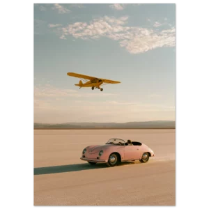 Pink Speedster — Salt Flat Flyover — Matte Art Print