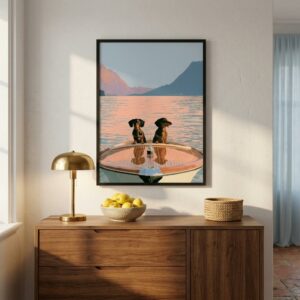 Dachshunds on the Riva — Lake Como — Lámina enmarcada