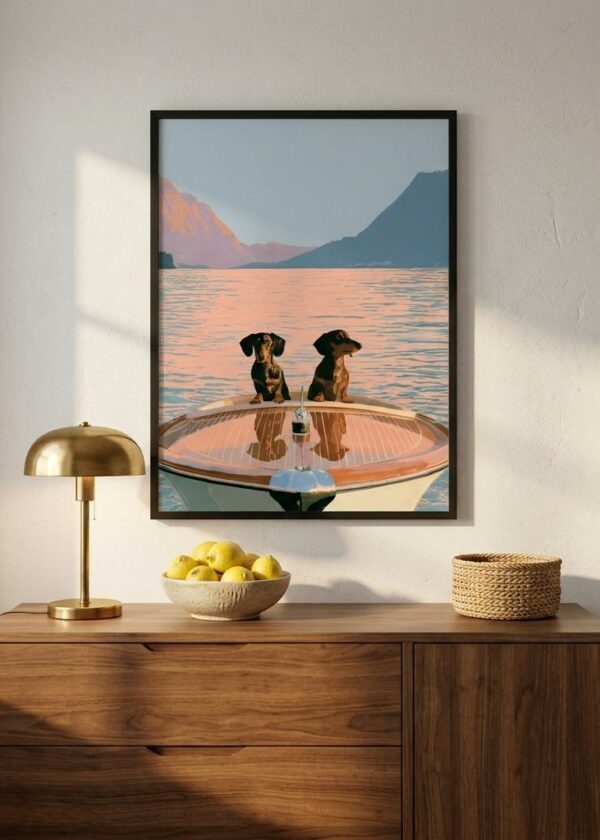 Dachshunds on the Riva — Lake Como — Framed Print