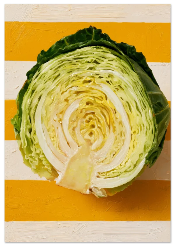 Cabbage on Saffron Stripes — Matte Art Print
