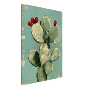 Prickly Pear on Turquoise — Canvas Print