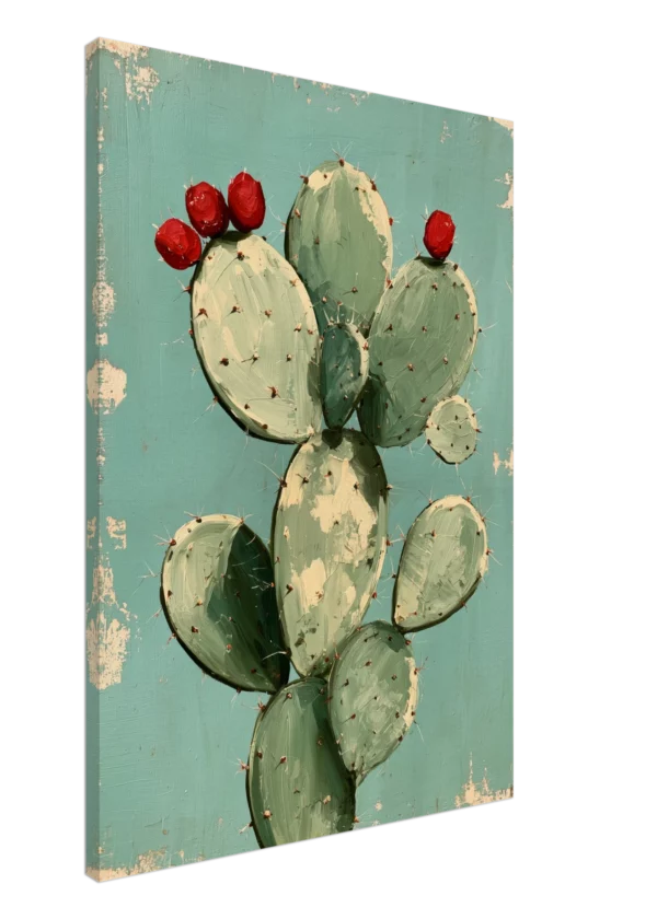 Prickly Pear on Turquoise — Canvas Print