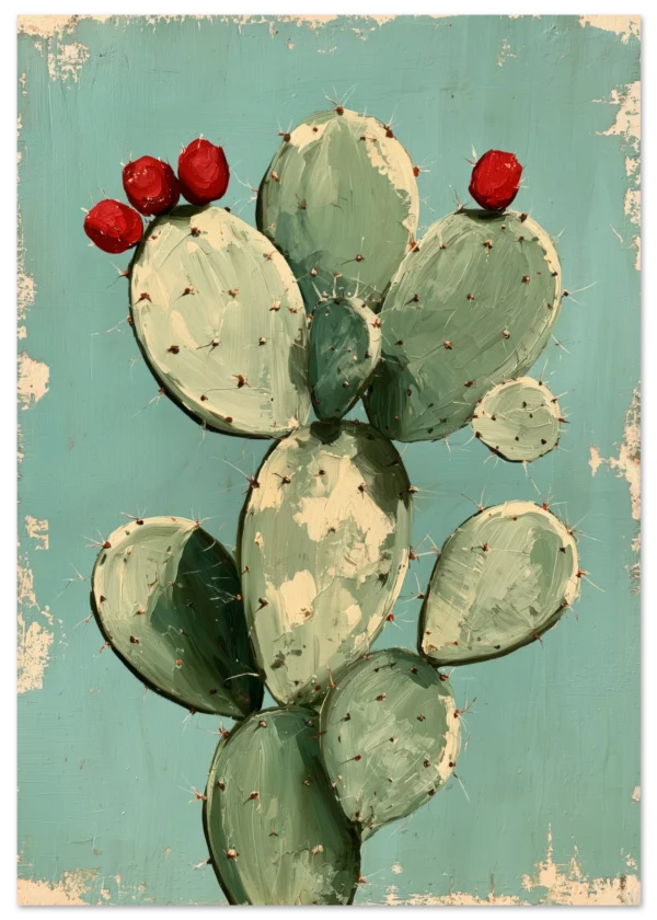 Prickly Pear on Turquoise — Matte Art Print