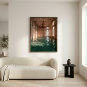 The Flooded Ballroom — Pink Baroque — Framed Print
