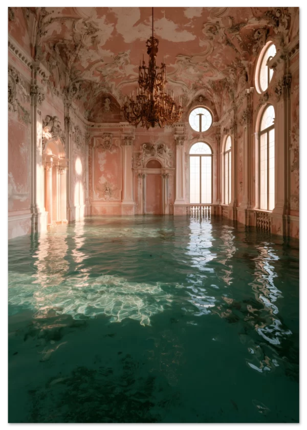The Flooded Ballroom — Pink Baroque — Matte Art Print