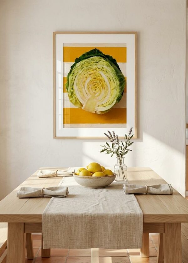 Cabbage on Saffron Stripes — Framed Print