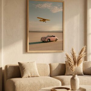 Pink Speedster — Salt Flat Flyover — Framed Print